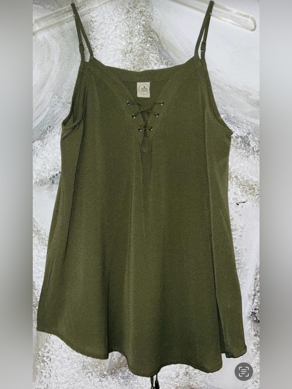 Paper Crane Olive Lace-Up V-Neck Tank